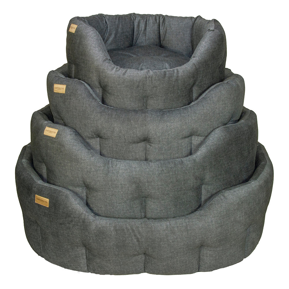 
            
                Load image into Gallery viewer, Earthbound Classic Velvet Touch Dark Charcoal Dog Bed
            
        